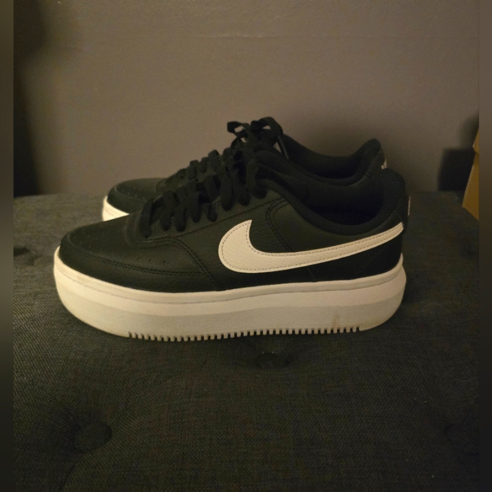 Women's Black and White Nike Platform Sneakers
